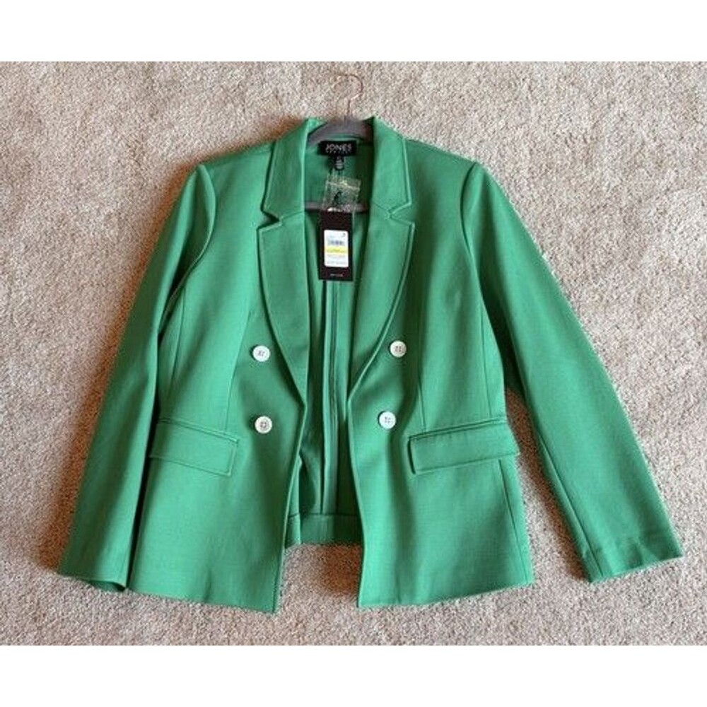Jones New York Womens M Blazer NWT Green Double Breasted Lined Jacket